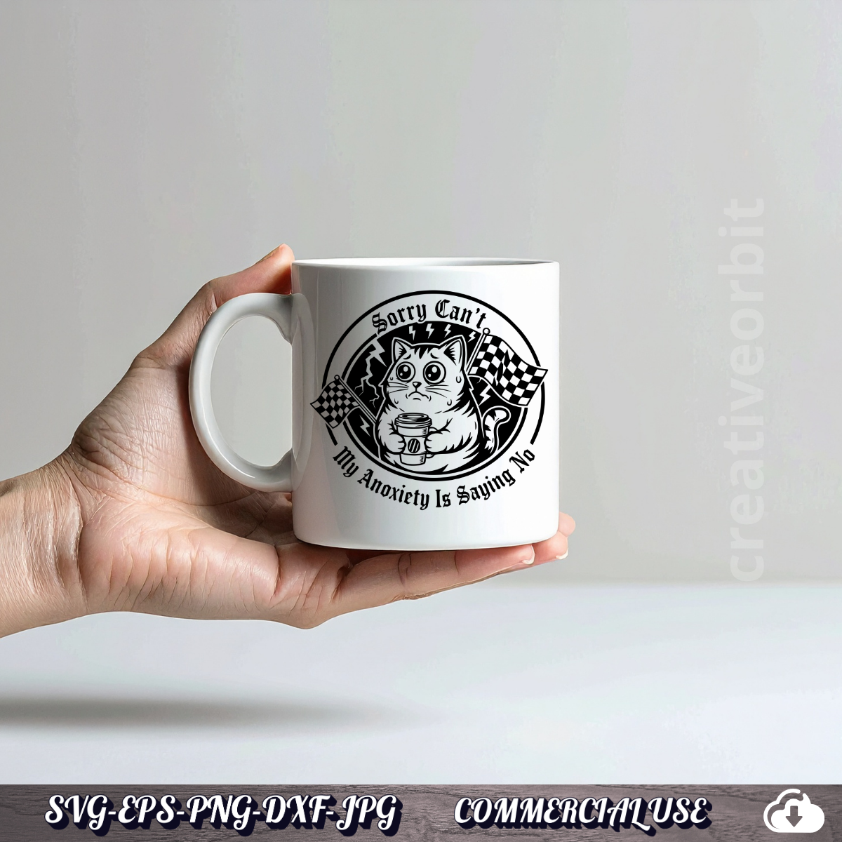 Funny Cat Anxiety SVG – “Sorry Can’t, My Anxiety Is Saying No” | Viral T-Shirt & Mug Design Bundle