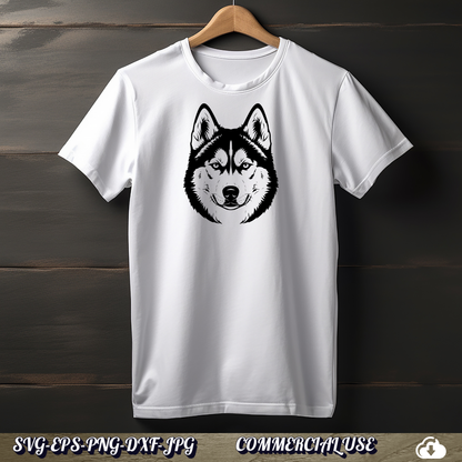 Siberian Husky SVG | Husky Face Dog SVG PNG DXF | Commercial Use