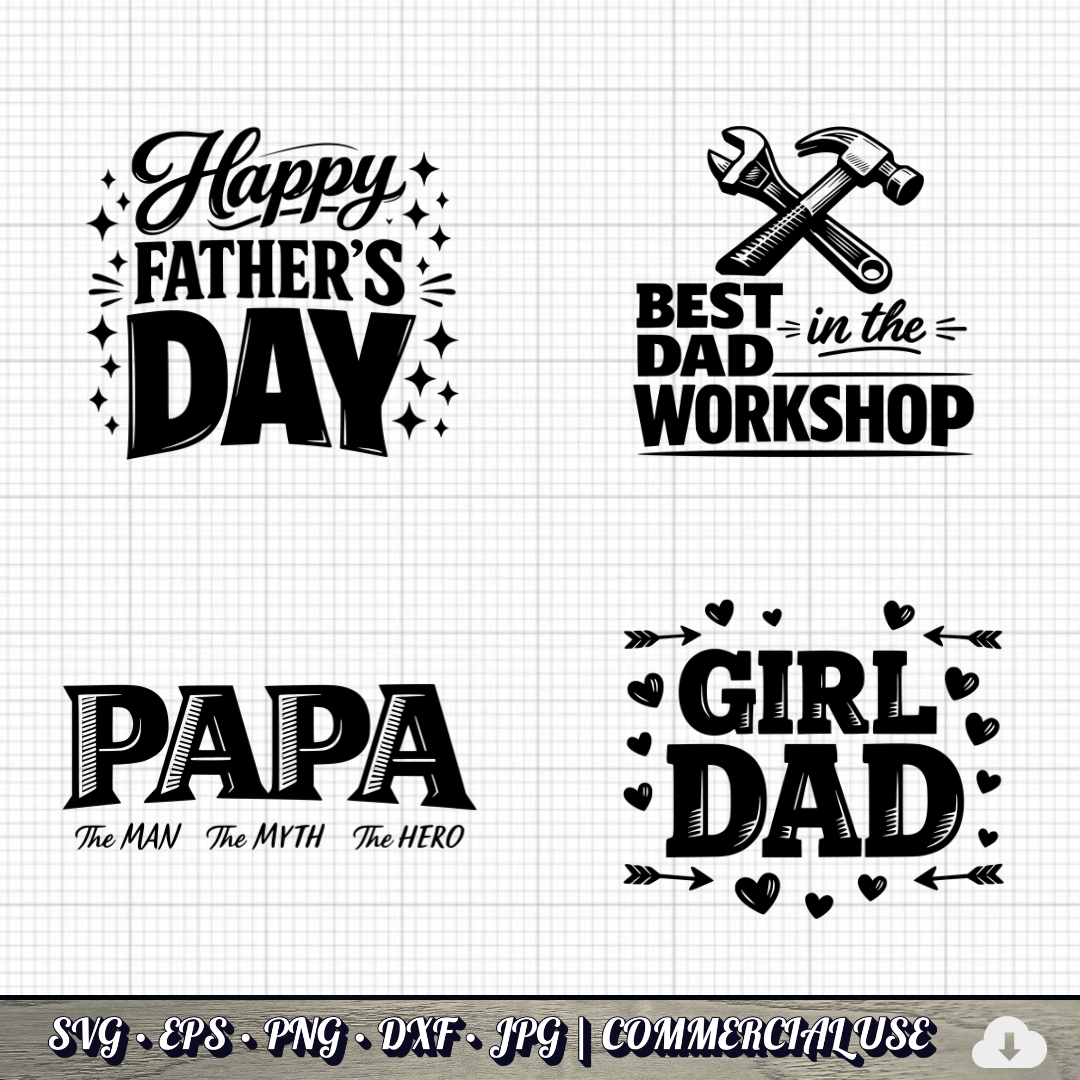 Father's Day SVG Bundle | 29 Funny Dad Designs PNG DXF | Commercial Use