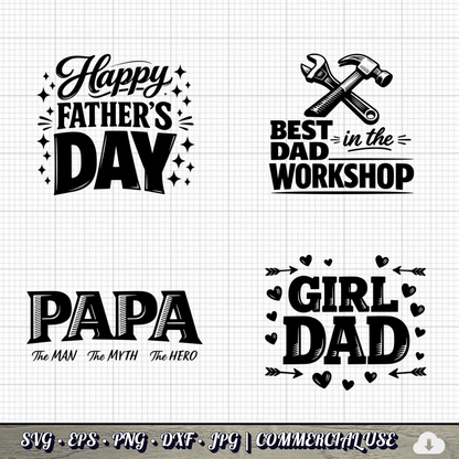 Father's Day SVG Bundle | 29 Funny Dad Designs PNG DXF | Commercial Use