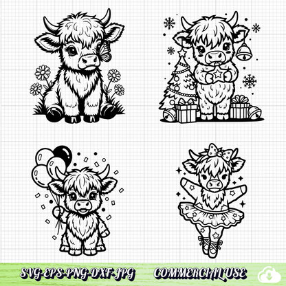 Highland Cow SVG Bundle 26 Designs.
