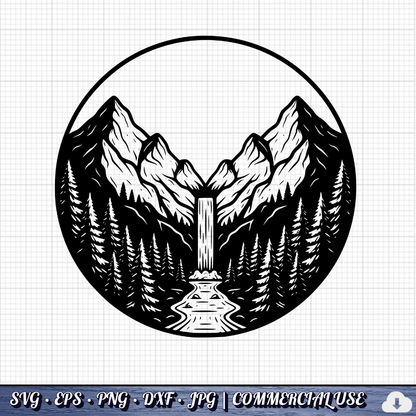 Mountain SVG Bundle | 25 Outdoor Adventure Designs PNG DXF | Commercial Use