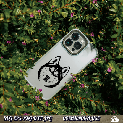 Siberian Husky SVG | Husky Face Dog SVG PNG DXF | Commercial Use