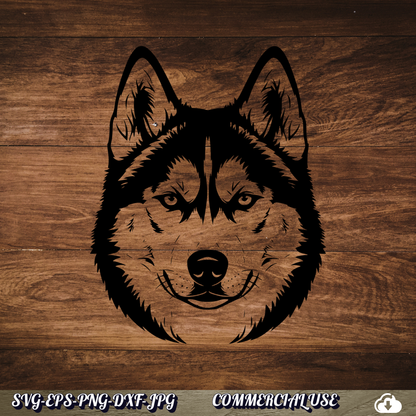 Siberian Husky SVG | Husky Face Dog SVG PNG DXF | Commercial Use
