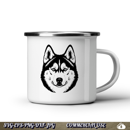 Siberian Husky SVG | Husky Face Dog SVG PNG DXF | Commercial Use