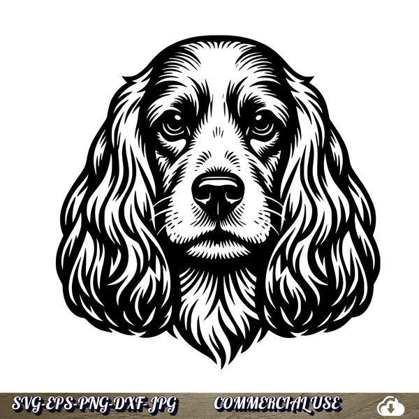 Cocker Spaniel SVG | Cocker Spaniel Face Dog PNG DXF | Free Commercial Use