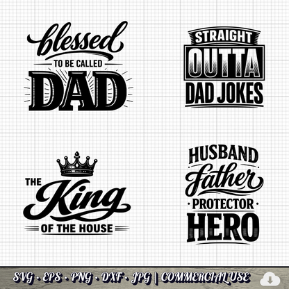 Father's Day SVG Bundle | 29 Funny Dad Designs PNG DXF | Commercial Use