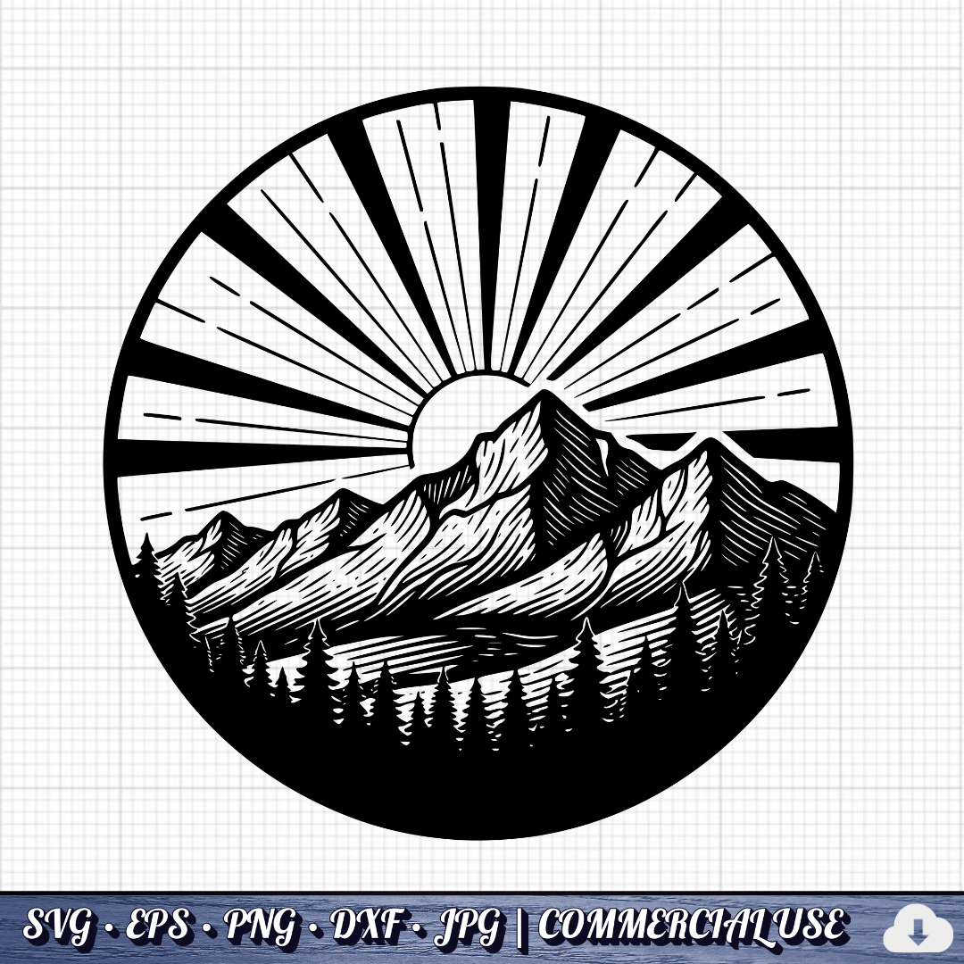 Mountain SVG Bundle | 25 Outdoor Adventure Designs PNG DXF | Commercial Use