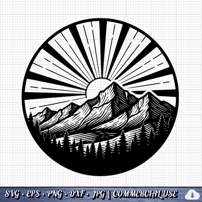 Mountain SVG Bundle | 25 Outdoor Adventure Designs PNG DXF | Commercial Use