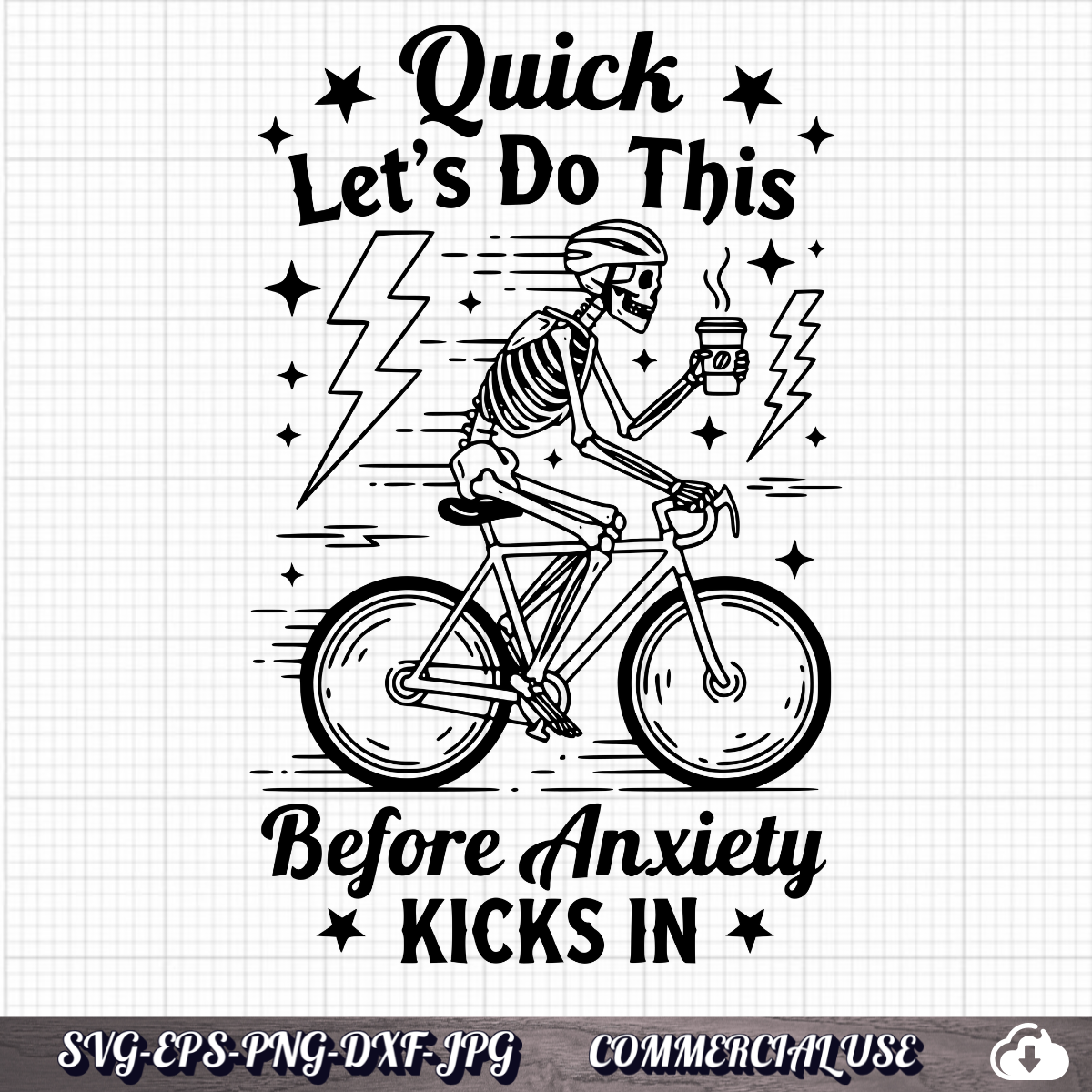 Funny Anxiety SVG Bundle 25 Designs,  Skeleton Cat Raccoon PNG, Commercial Use