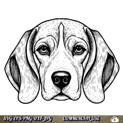 Beagle SVG | Beagle Face Portrait SVG | Dog Breed Clipart Cut File | Pet Lover Commercial Use Instant Download
