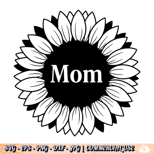 Mom Sunflower SVG | Sunflower Mom PNG DXF | Free Commercial Use