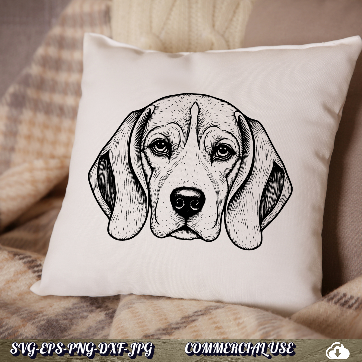 Beagle SVG | Beagle Face Portrait SVG | Dog Breed Clipart Cut File | Pet Lover Commercial Use Instant Download