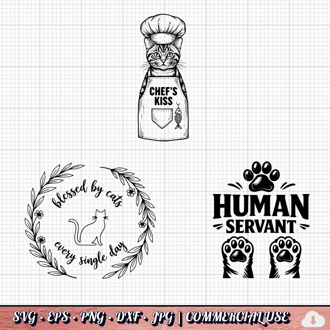 Cat Lovers SVG Bundle | 31 Funny Cat SVG PNG DXF | Commercial Use