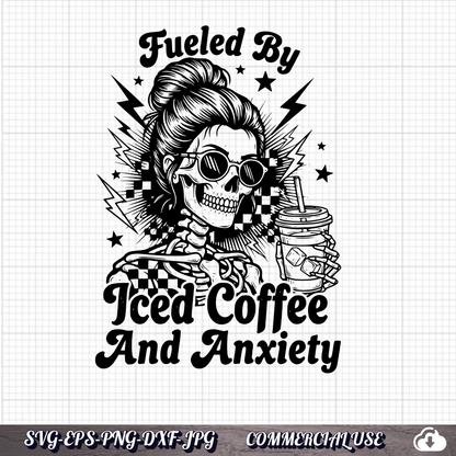 Funny Anxiety SVG Bundle 25 Designs,  Skeleton Cat Raccoon PNG, Commercial Use