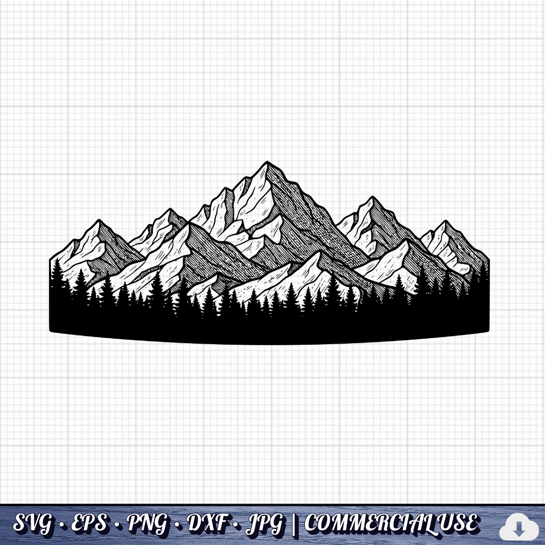 Mountain SVG Bundle | 25 Outdoor Adventure Designs PNG DXF | Commercial Use