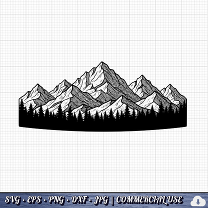 Mountain SVG Bundle | 25 Outdoor Adventure Designs PNG DXF | Commercial Use