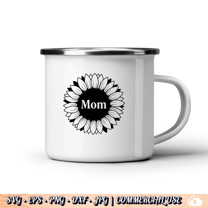 Mom Sunflower SVG | Sunflower Mom PNG DXF | Free Commercial Use
