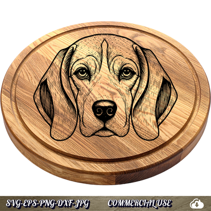 Beagle SVG | Beagle Face Portrait SVG | Dog Breed Clipart Cut File | Pet Lover Commercial Use Instant Download