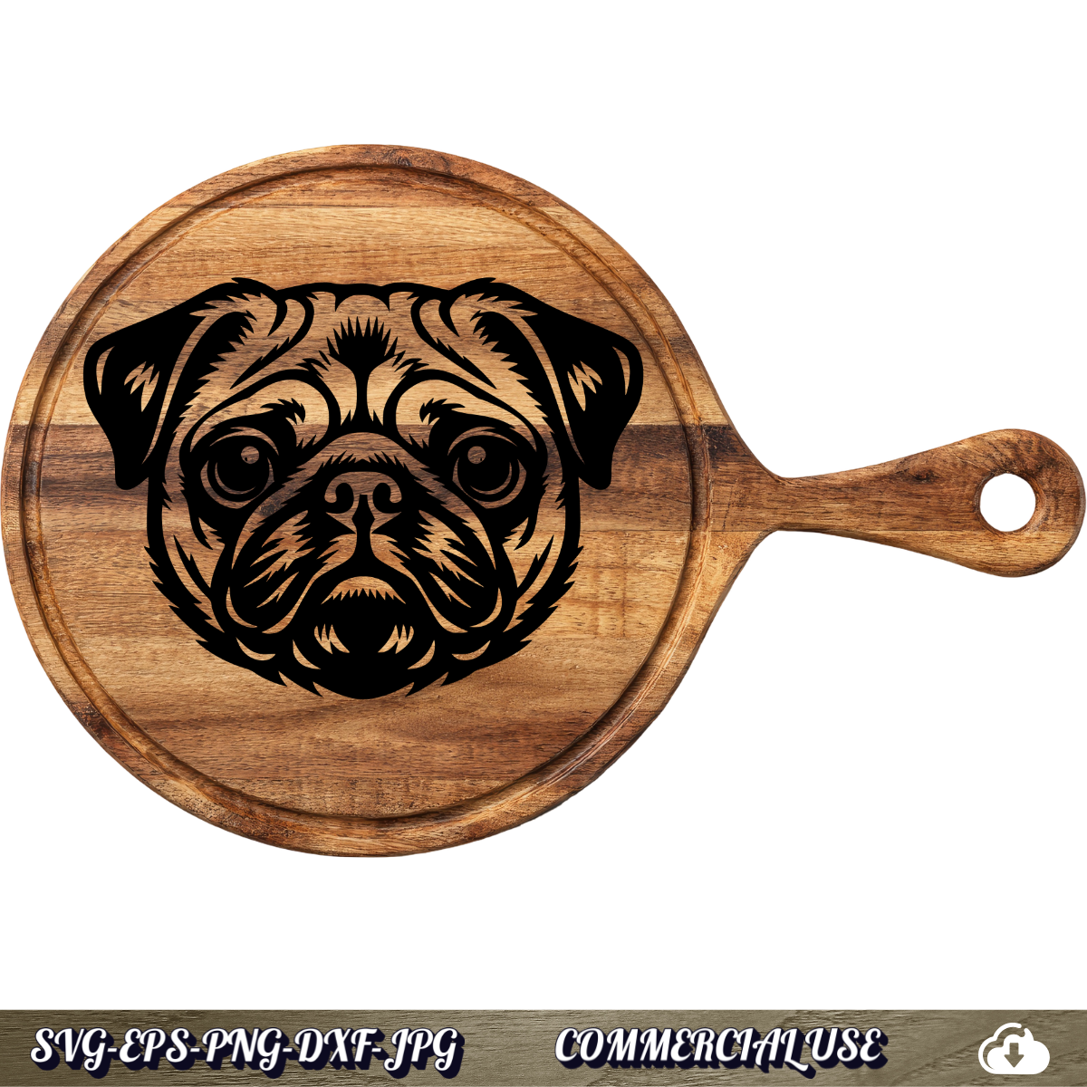 Pug SVG | Pug Face Portrait SVG | Dog Breed Clipart Cut File | Pet Lover Commercial Use Instant Download