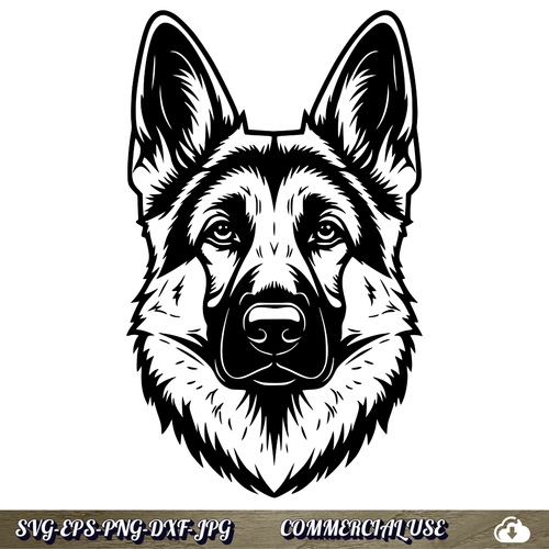 German Shepherd SVG | German Shepherd Face Portrait SVG | Dog Breed Clipart Cut File | Pet Lover Commercial Use Instant Download