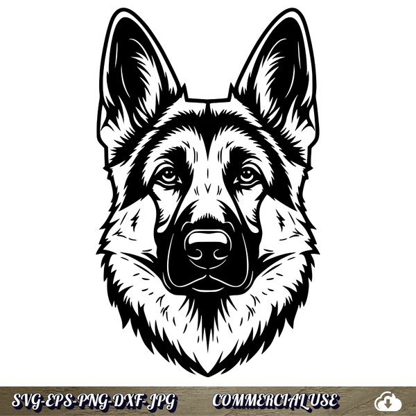 German Shepherd SVG | German Shepherd Face Portrait SVG | Dog Breed Clipart Cut File | Pet Lover Commercial Use Instant Download