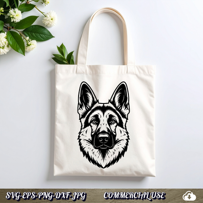 German Shepherd SVG | German Shepherd Face Portrait SVG | Dog Breed Clipart Cut File | Pet Lover Commercial Use Instant Download