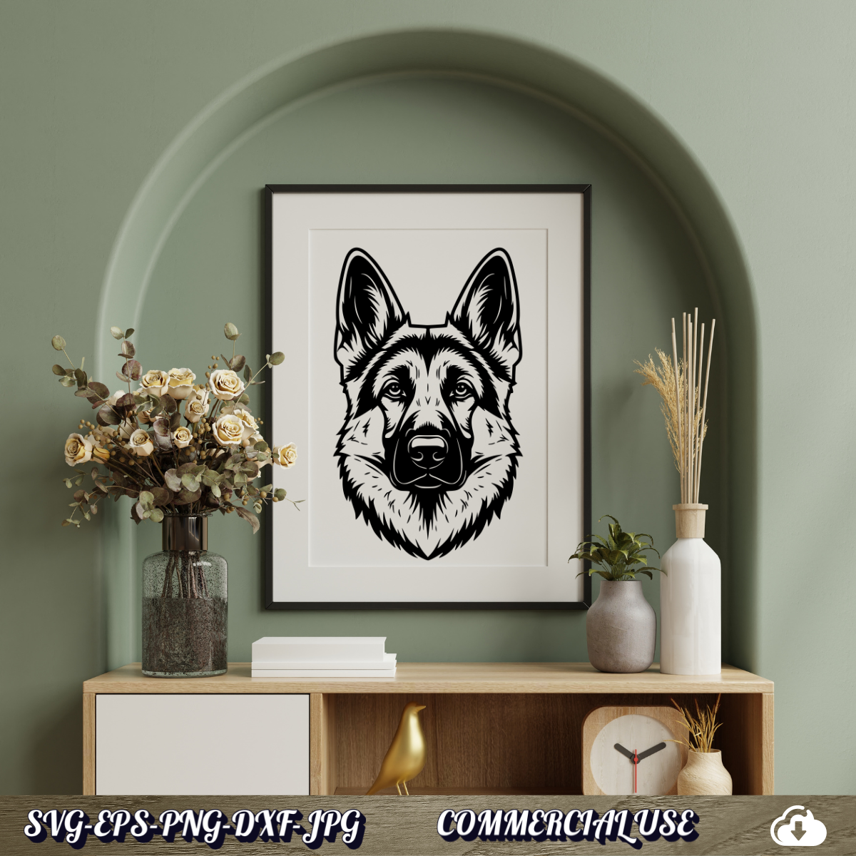 German Shepherd SVG | German Shepherd Face Portrait SVG | Dog Breed Clipart Cut File | Pet Lover Commercial Use Instant Download