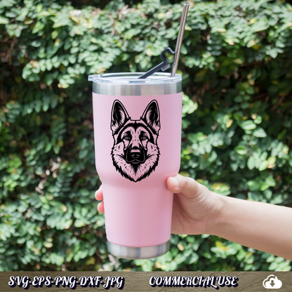 German Shepherd SVG | German Shepherd Face Portrait SVG | Dog Breed Clipart Cut File | Pet Lover Commercial Use Instant Download