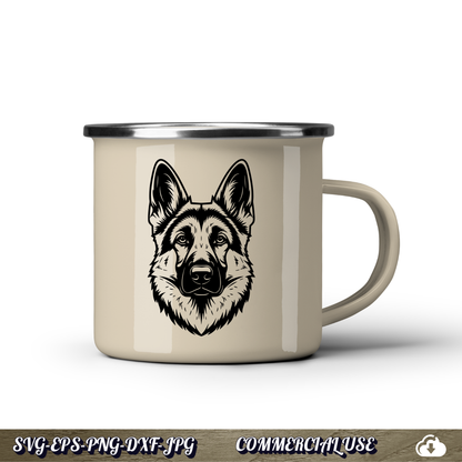 German Shepherd SVG | German Shepherd Face Portrait SVG | Dog Breed Clipart Cut File | Pet Lover Commercial Use Instant Download
