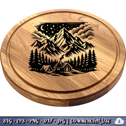Mountain SVG Bundle | 25 Outdoor Adventure Designs PNG DXF | Commercial Use