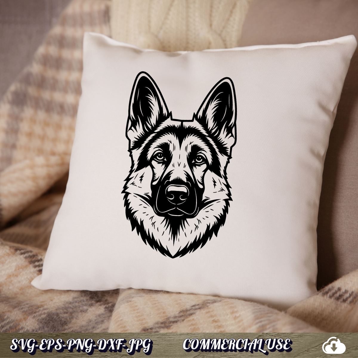 German Shepherd SVG | German Shepherd Face Portrait SVG | Dog Breed Clipart Cut File | Pet Lover Commercial Use Instant Download
