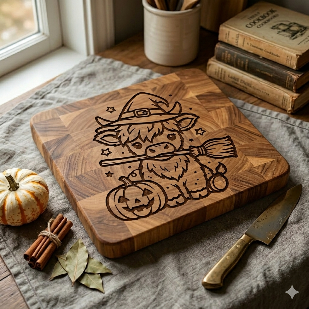 Highland Cow Halloween SVG | Cute Witch Cow | Cricut File